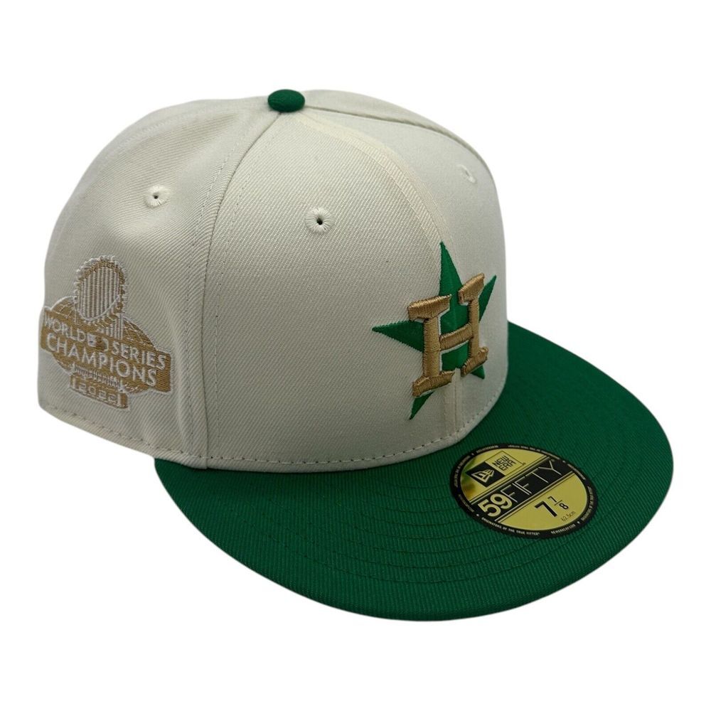 New Era 59Fifty Houston Astros Hat Cap 7 7/8 Kelly Green 2022 World Series Patch